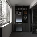 Modern Living Room Interior With Toshiba Washer Dryer Black Cabinets And Sink