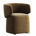 Plush Cream Colored Accent Chair With Curved Armrests And Modern Design For Living Room