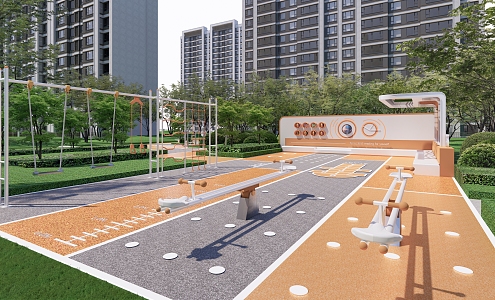 Modern Children's Play Area Residential Community Children's Play Area Children's Equipment Outdoor Fitness Equipment Plastic Field 3d model