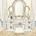 Elegant Hotel Public Lounge Area With Ornate Decor Blue White Sofas And Decorative Paintings