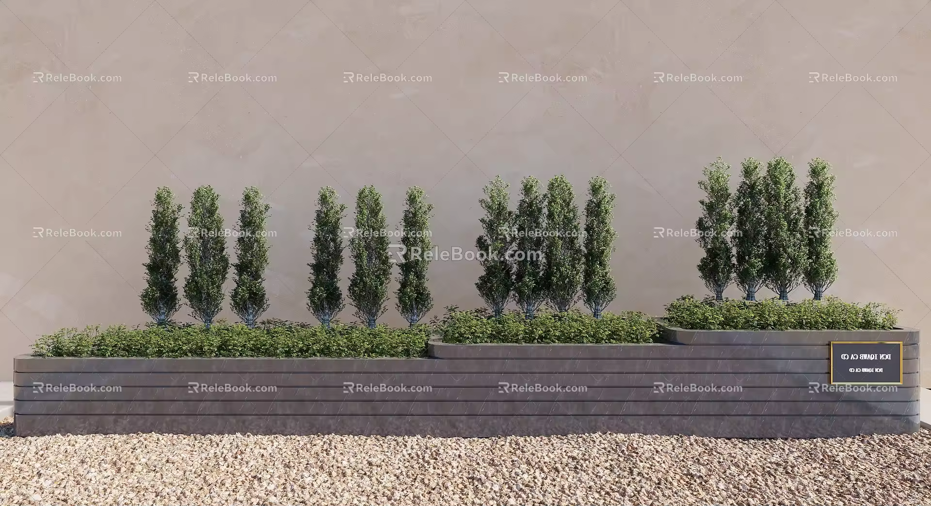 Landscape Plants Trees Greening Steps 3d model