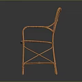 Orange Rattan Leisure Chair With Woven Design And Armrests For Comfortable Seating