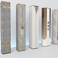 Modern Decorative Columns With Various Textures Metal Accents And Vertical Patterns 3d model