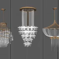 Modern Crystal Chandeliers With Spiral Design Hanging Pendants And Wooden Frames