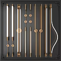Modern Wall Lamps with Slim Metal Frames and Geometric Circular Accents on Dark Wall