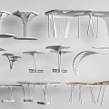 Modern Architectural Structures With Various Curved Canopies And White Metal Frames 3d model