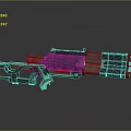 Futuristic Sci Fi Weapon Blaster With Multi Barrel Design And Metallic Mechanical Components 3d model
