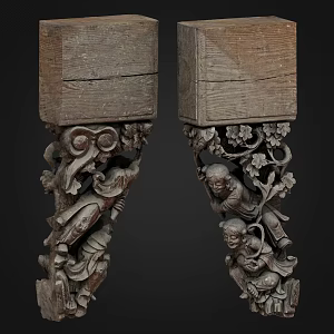 Gate post carved stake 3d model