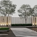 Modern Garden Landscape Design With Trees Decorative Fences Lighting And Lush Greenery