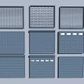 Various Garage Door Styles With Grid Panel And Window Designs 3d model