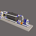 Industrial Equipment with Large Storage Tank Pipeline System Valves and Pumps on Base