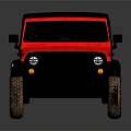 Red Off Road Convertible Vehicle With Black Top Round Headlights And Sturdy Tires