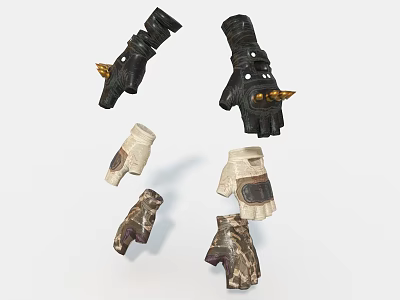 Various Style Gloves For Daily Use With Black Beige Camouflage Designs 3d model