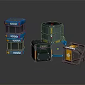 Industrial Tech Related Equipment Gear With Various Colors Stacked Designs On Black Reflective Surface