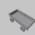 Vintage Wooden Trailer With Open Cargo Bed And Metal Wheels Structure
