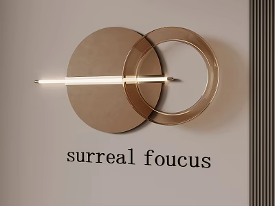 Surreal Focus Golden Circular Wall Decor With Horizontal Light And Ring Design 3d model
