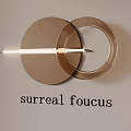 Surreal Focus Golden Circular Wall Decor With Horizontal Light And Ring Design