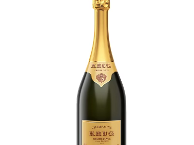 Elegant Champagne Bottle And Glass With Golden Accents And Luxury Design 3d model