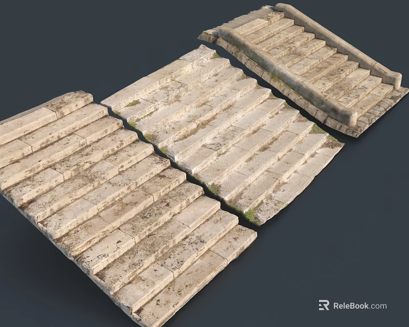 Stone Staircase Design with Various Step Structures and Natural Texture Features 3d model