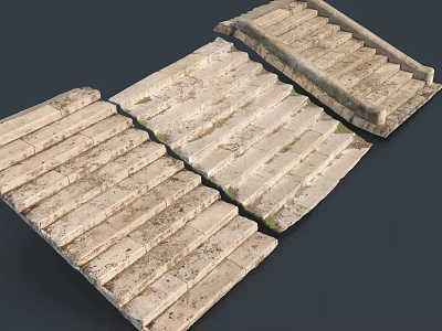 Stone Staircase Design with Various Step Structures and Natural Texture Features 3d model