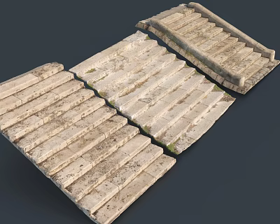 Stone Staircase Design with Various Step Structures and Natural Texture Features 3d model