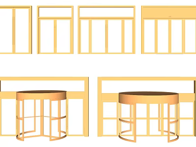 Different Door And Window Designs With Circular Base And Frame Structures 3d model