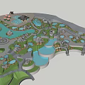 Detailed 3D Park Resort Master Plan Featuring Green Areas Water Bodies And Pathways