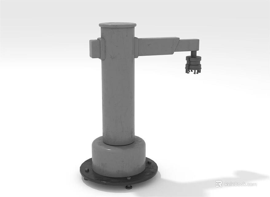 Gray Industrial Mechanical Device With Cylindrical Base Vertical Column And Horizontal Arm 3d model 