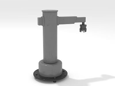 Gray Industrial Mechanical Device With Cylindrical Base Vertical Column And Horizontal Arm 3d model