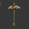 Magical Fantasy Staff Featuring Red Heart Angel Wings Wizard Hat And Striped Pole Arrow