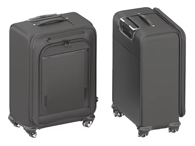 Two Black Hard Shell Travel Suitcases With Spinner Wheels And Telescopic Handle 3d model
