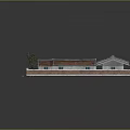 Traditional Chinese Courtyard House With Red Tiled Roofs Brick Walls And Green Plants Structure