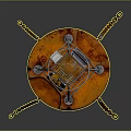 Orange Marine Navigation Buoy With Tower Structure And Hanging Chains