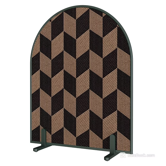 Stylish Modern Geometric Screen Featuring Detailed Black And Brown Chevron Pattern 3d model 