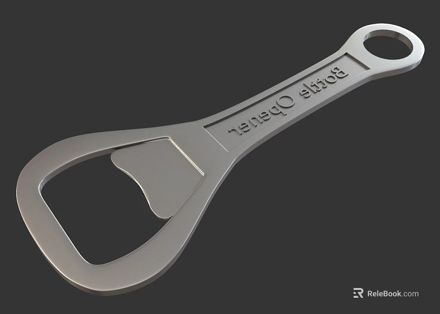 Silver Metal Bottle Opener With Safe Opener Engraving And Functional Design 3d model 