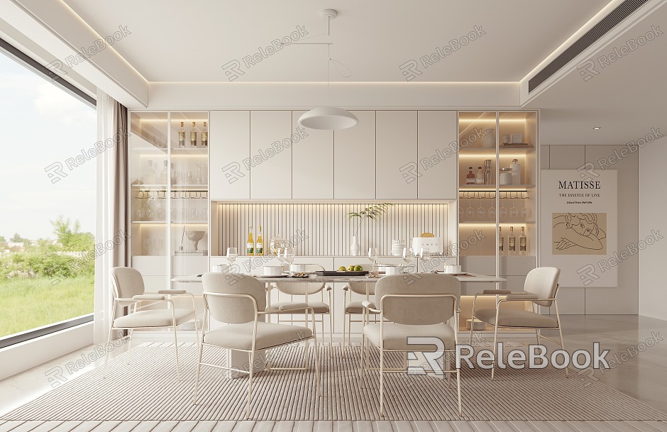 Modern Restaurant Cream Restaurant Dining Table and Chair model