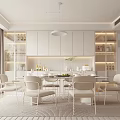 Elegant Modern Restaurant Interior With Marble Dining Table And Stylish Chairs 3d model