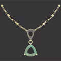 Elegant Gold Chain Necklace With Small Beads And Green Triangular Gemstone Pendant