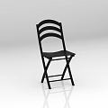 Black Folding Chair With Simple Backrest Design And Sturdy Support Frame 3d model