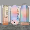 Modern Arched Glass Partitions With Colorful Gradient For Office Interior Design