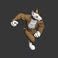 Playful Muscular 3D Cartoon Dog Character Running In Dynamic Energetic Pose