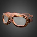 Copper Colored Astronaut Space Goggles With Metal Frame Rivets And Transparent Lenses