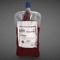 Transparent Medical Fluid Container With Blue Cap And Red Fluid For Medical Use