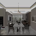 Modern Warm Tone Open Plan Living And Dining Room Interior Design With Cozy Furnishings