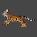 Playful Tiger Cub Running Dynamic 3D Model Black Background 3d model