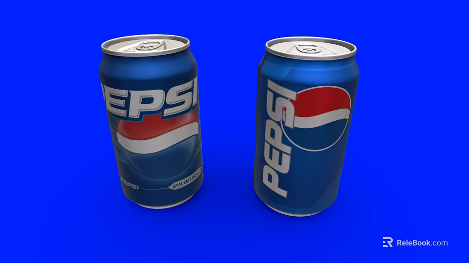 Two Blue Pepsi Cans Displayed On A Vibrant Blue Background 3d model