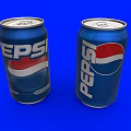 Two Blue Pepsi Cans Displayed On A Vibrant Blue Background 3d model
