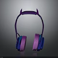 Over Ear Purple and Blue Headphones with Cat Ear Design Modern Electronic Device
