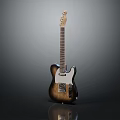 Vintage Electric Guitar With Brown Wooden Body And White Pickguard Design