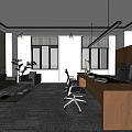Modern Office Interior With Wooden Desk Office Chair Sofa And Bookshelf